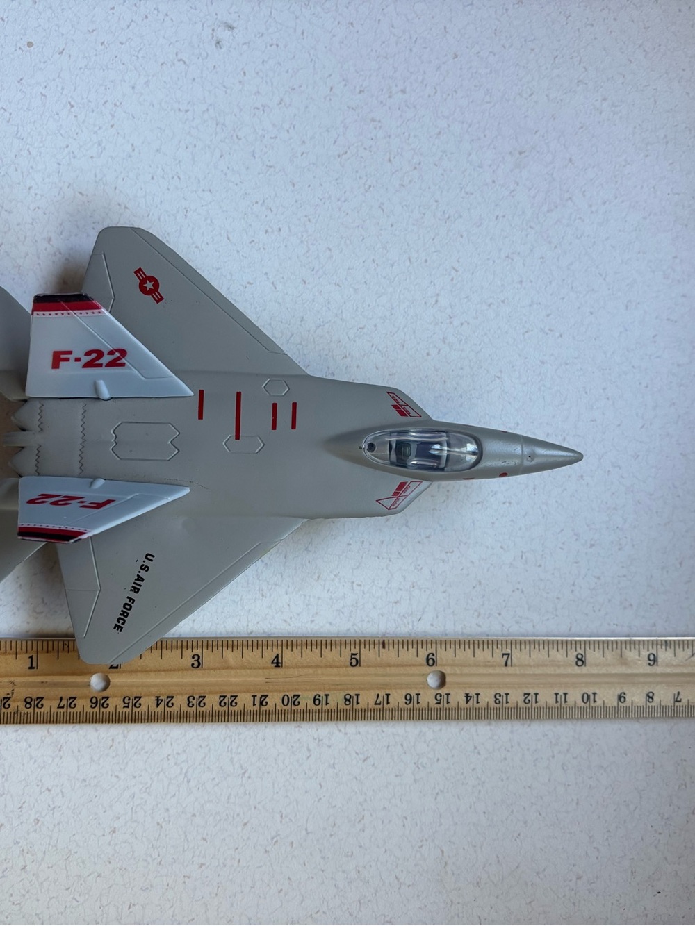 Kids Toy F-22 Jet Fighter - Silver and Red - Picture 6 of 10
